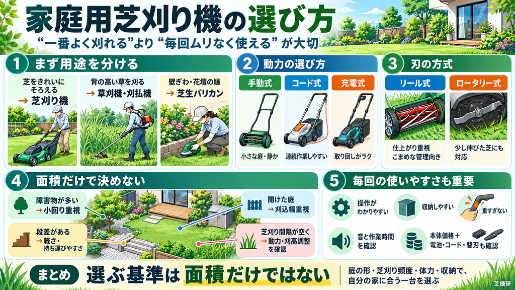 芝刈り機を家庭用で選ぶ基準
