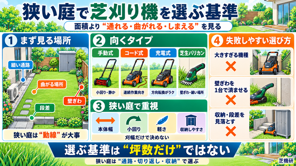 狭い庭で芝刈り機を選ぶ基準