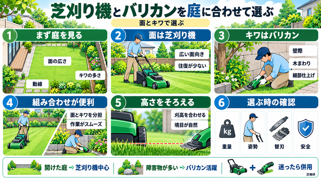 芝刈り機とバリカンを庭に合わせて選ぶ