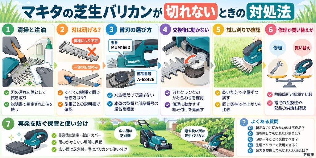 マキタの芝生バリカンが切れない対処法