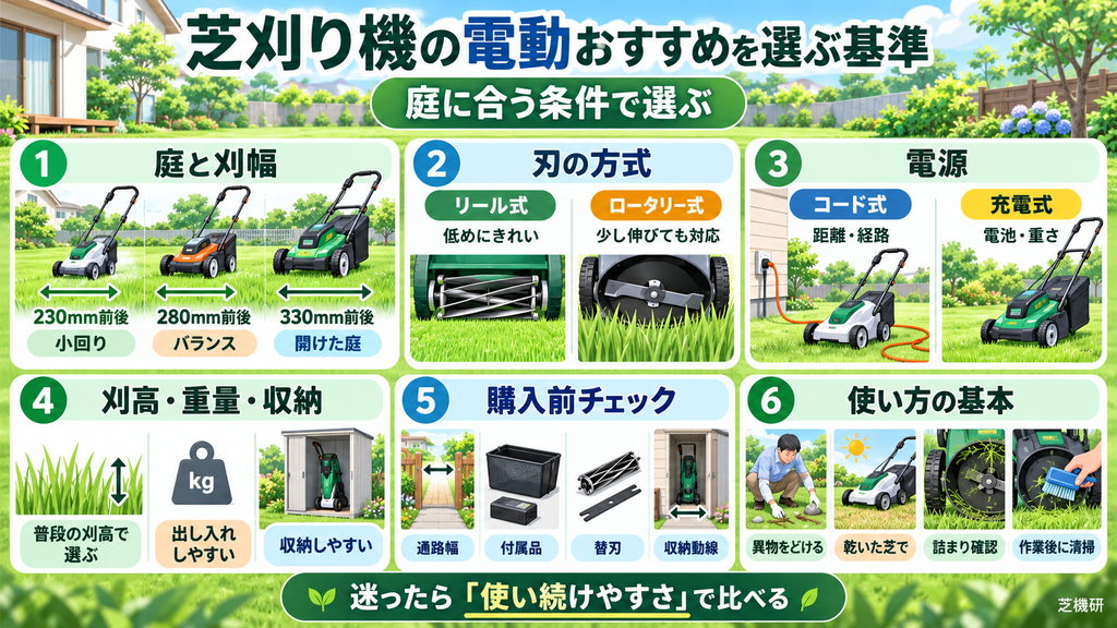 おすすめの電動芝刈り機を選ぶ基準