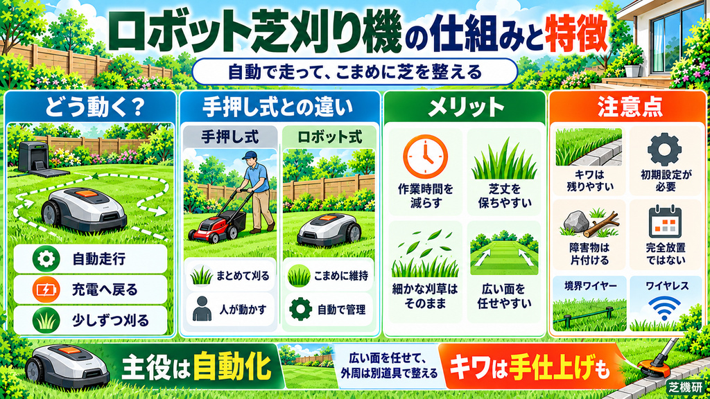 ロボット芝刈り機の仕組みと特徴