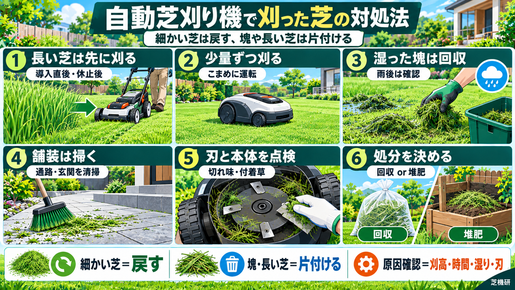 自動芝刈り機で刈った芝の対処法