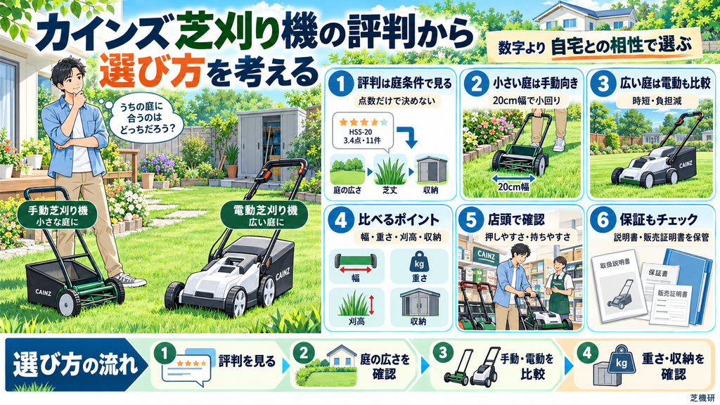 カインズ芝刈り機の評判から選び方を考える