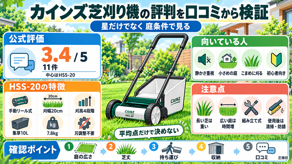 カインズ芝刈り機の評判を口コミから検証