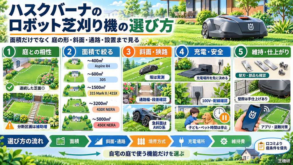 ハスクバーナのロボット芝刈り機の選び方