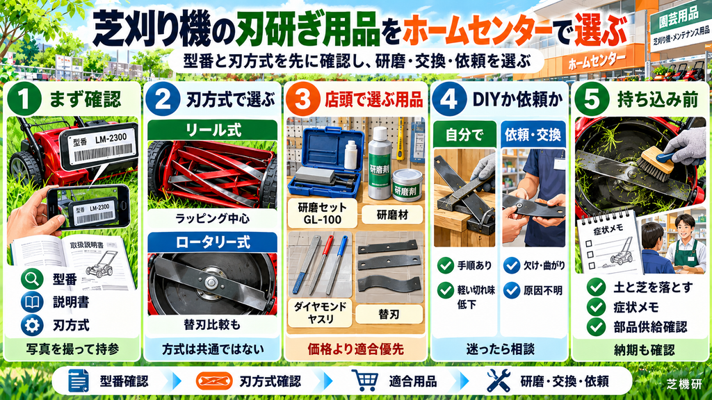 芝刈り機の刃研ぎ用品をホームセンターで選ぶ
