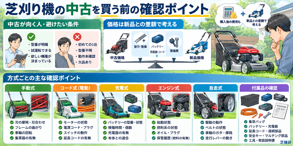 芝刈り機の中古を買う前の確認ポイント