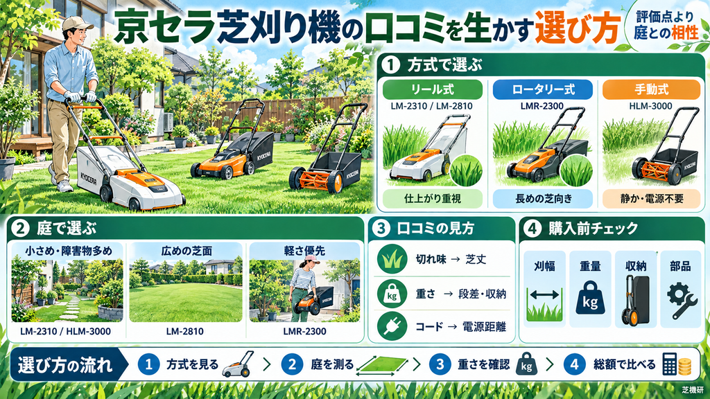京セラ芝刈り機の口コミを生かす選び方