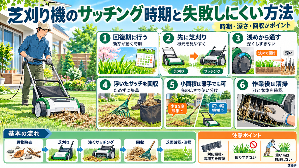 芝刈り機のサッチング時期と失敗しにくい方法