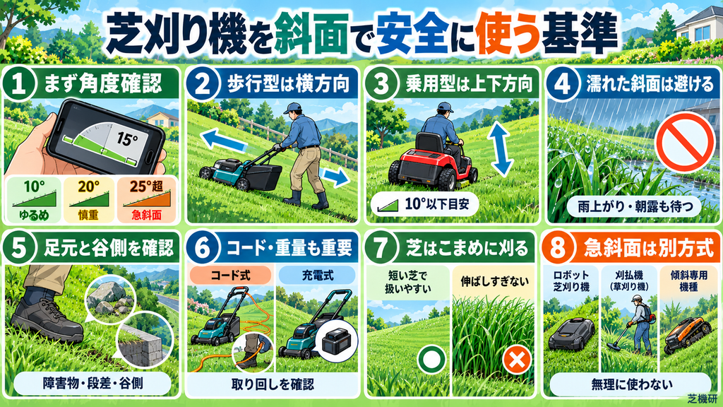 芝刈り機を斜面で安全に使う基準