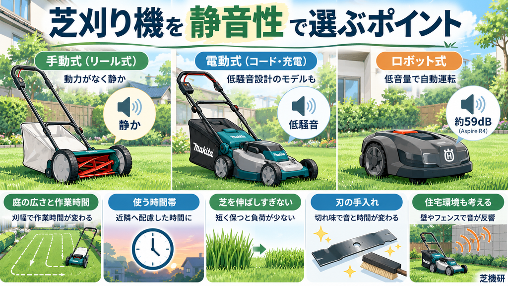 芝刈り機を静音性で選ぶポイント