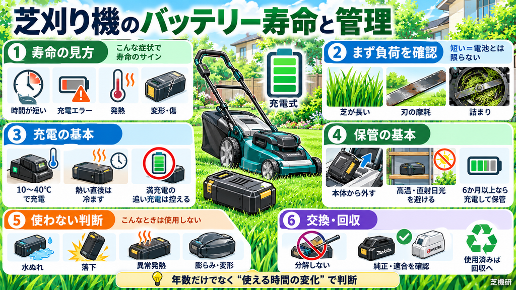 芝刈り機のバッテリー寿命と管理