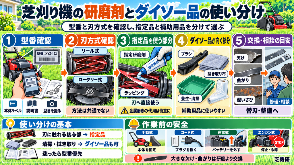 芝刈り機の研磨剤とダイソー品の使い分け