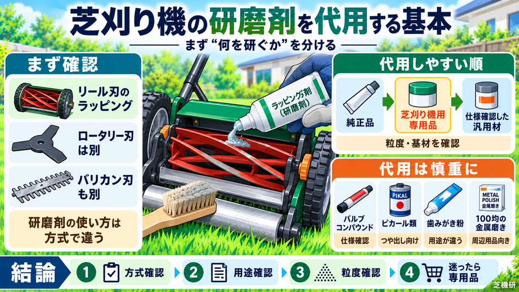 芝刈り機の研磨剤を代用する基本