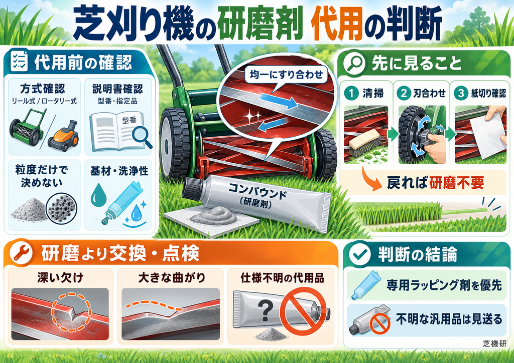 芝刈り機の研磨剤を代用する判断