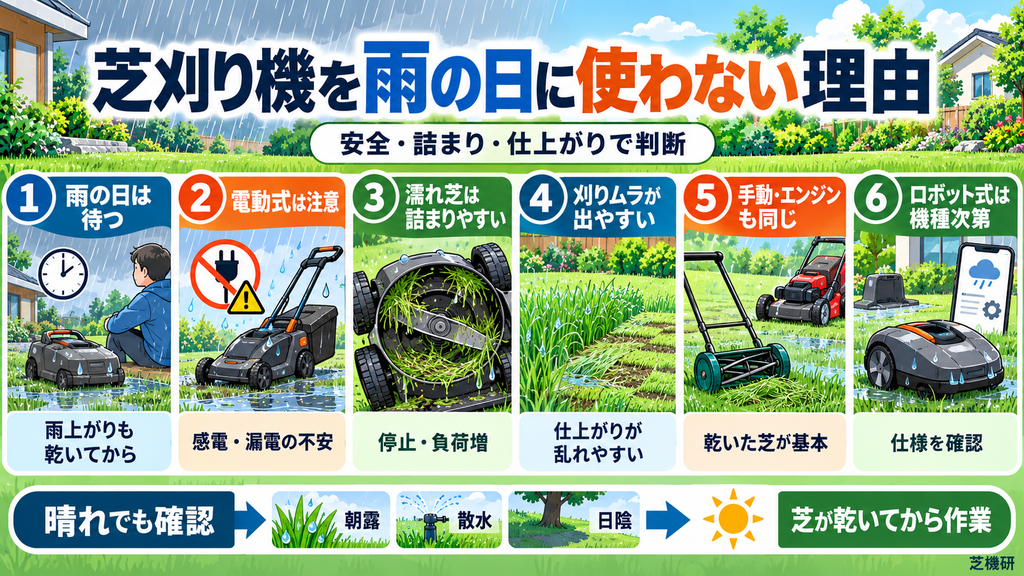 芝刈り機を雨の日に使わない理由