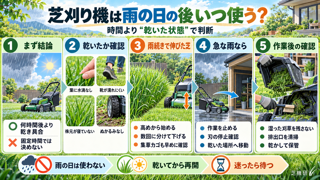芝刈り機は雨の日の後いつ使う？